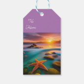 Starfish op strand op Dawn Cadeaulabel (Achterkant)