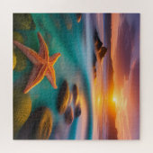 Starfish op strand op Dawn Legpuzzel (Horizontaal)