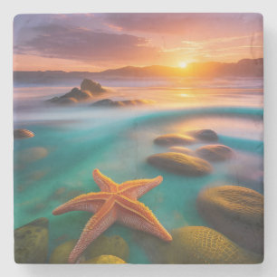 Starfish op strand op Dawn Stenen Onderzetter