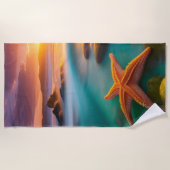Starfish op strand op Dawn Strandlaken (Voorkant)