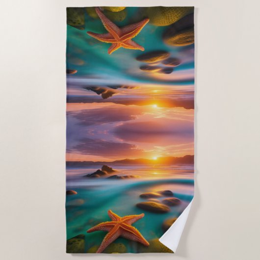 Starfish op strand op Dawn Strandlaken (Voorkant)