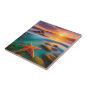 Starfish op strand op Dawn Tegeltje (Zijkant)