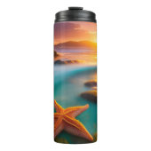 Starfish op strand op Dawn Thermosbeker (Voorkant)