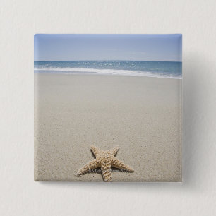 Starfish op strand van de Atlantische Oceaan Vierkante Button 5,1 Cm