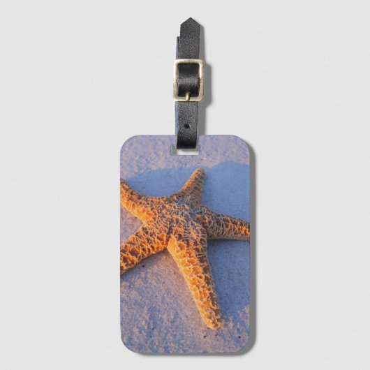Starfish op witte zand bagagelabel (Voorkant (verticaal))