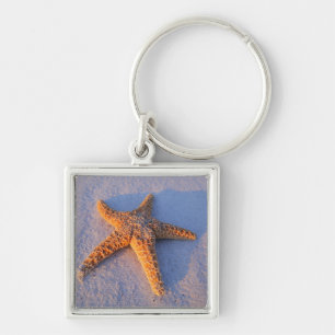 Starfish op witte zand sleutelhanger
