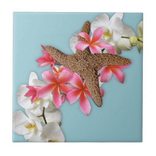 Starfish Orchids Plumeria Blue Tegeltje