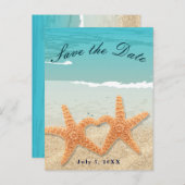 Starfish paar op het strand bruiloft save the date aankondigingskaart (Voorkant / Achterkant)