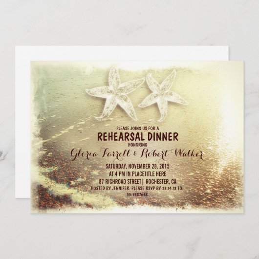 Starfish paar & zee foam strand repetitie diner kaart (Voorkant / Achterkant)