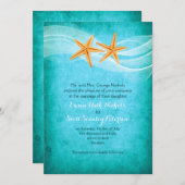 Starfish pair turquoise bestemmingsstrand bruiloft kaart (Voorkant / Achterkant)