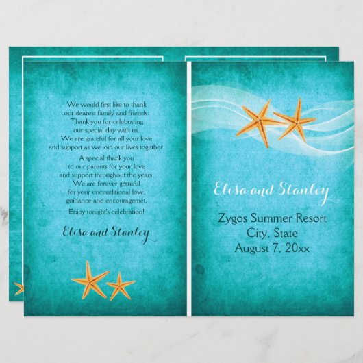 Starfish paire destination plage plié programme (Devant / Derrière)