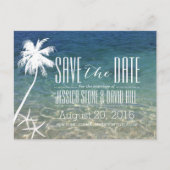 Starfish & Palm Tree Beach Weddenschap Save the Da Aankondigingskaart (Voorkant)