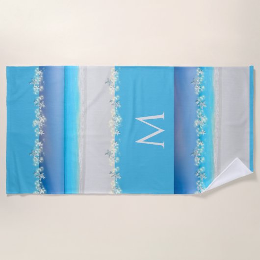 Starfish paradijsblauwe wateren tropische monogram strandlaken (Voorkant)