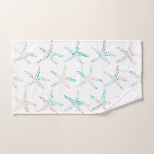 Starfish Patronen Kuststrand Blauwgroen Blauw Wit Bad Handdoek (Handdoek)