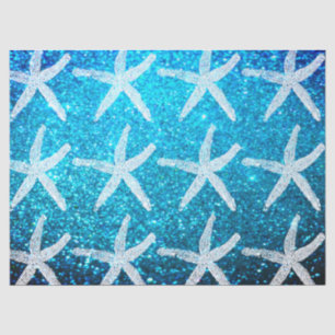 Starfish Patronen Nautisch strand Glitter Blue Cut Tissuepapier