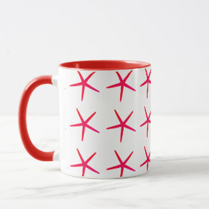 Starfish Patronen roze rode witte nodulaire schelp Mok