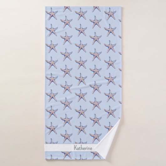 Starfish Pattern Beach House Aangepaste naam Badhanddoek (Badhanddoek)