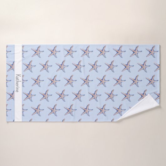 Starfish Pattern Beach House Aangepaste naam Badhanddoek (Badhanddoek)