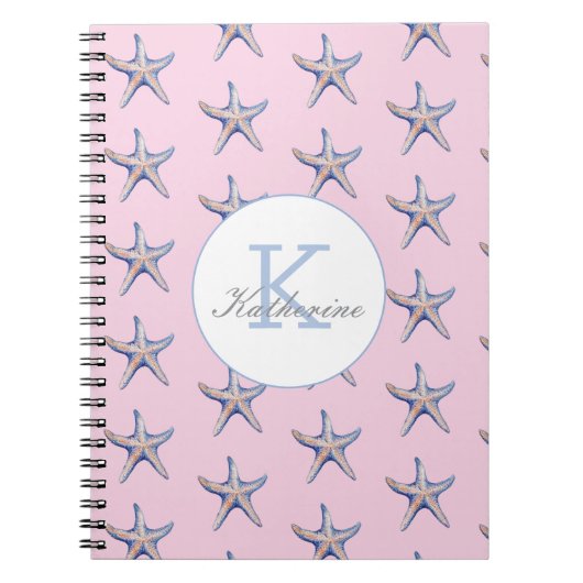 Starfish Pattern Beach Marine Custom Name Notitieboek (Voorkant)