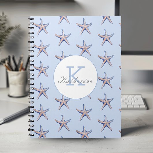 Starfish Pattern Beach Marine Custom Name Notitieboek