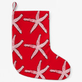 Starfish Pattern Beach Rood Wit Kerstmis 2020 Kleine Kerstsok (Voorkant)