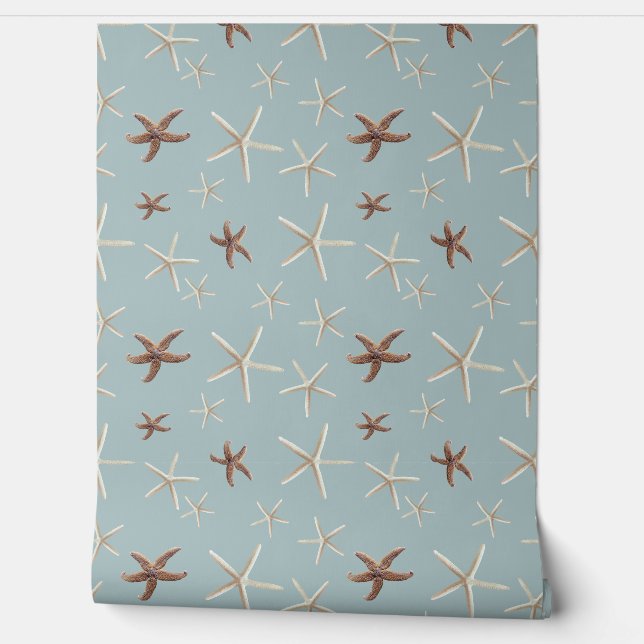 Starfish Pattern Dusty Slate Blue Behang (Afrollen)