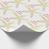 Starfish Pattern Gold White Golden Merry kerst Cadeaupapier (Hoek)