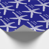 Starfish Pattern marine Blue White Happy Birthday Cadeaupapier (Hoek)