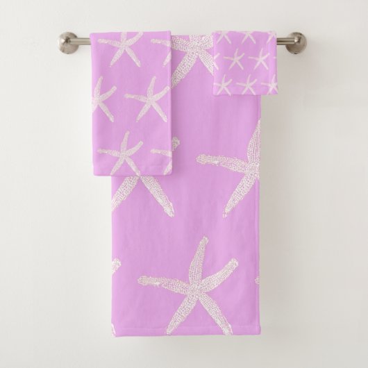 Starfish Pattern Nautical roze Paarse lavendel Bad Handdoek (Insitu)