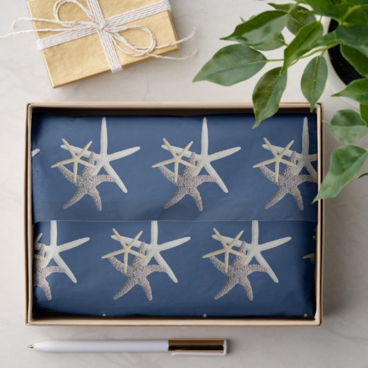 Starfish Pattern Navy Blue Tissuepapier (Geschenk)