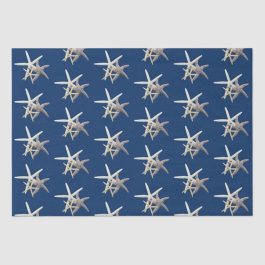 Starfish Pattern Navy Blue Tissuepapier (Voorkant)