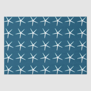 Starfish Pattern White Blue Cute Elegant Nautical  Tissuepapier