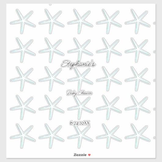 Starfish Patterns Baby shower Jongen Meisje 2023 L Sticker (Vel)