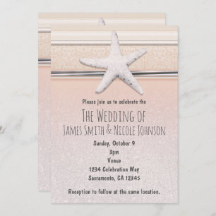 Starfish Peaches & Cream Beach Wedding Invitation
