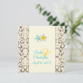 Starfish, plumeria + mariage damassé Invitations (Debout devant)