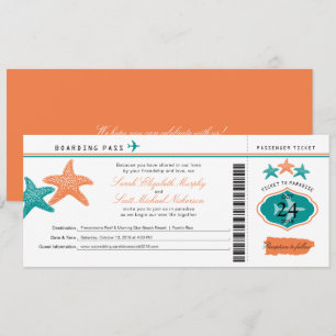Starfish Puerto Rico boarding Pass Wedding Kaart