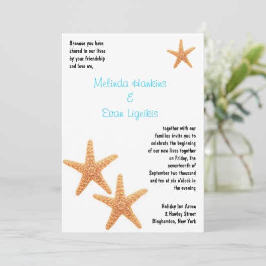 Starfish Reception nodigt uit Kaart (Staand voorkant)