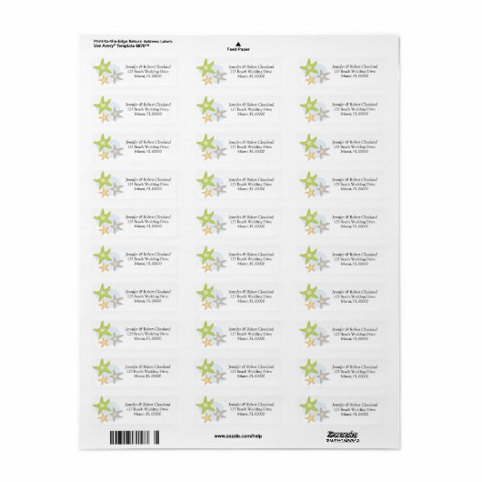 Starfish Return Address Labels (Full Sheet)