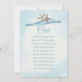 Starfish Ribbon Blue Table One Seatcard