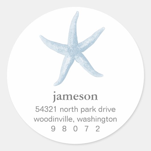 Starfish ronde adreslabel sticker (Voorkant)