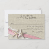 Starfish roze lint en kant rustieke reactie Kaart (Voorkant)