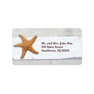 Starfish Rustic Beach Board Nautical Etiket