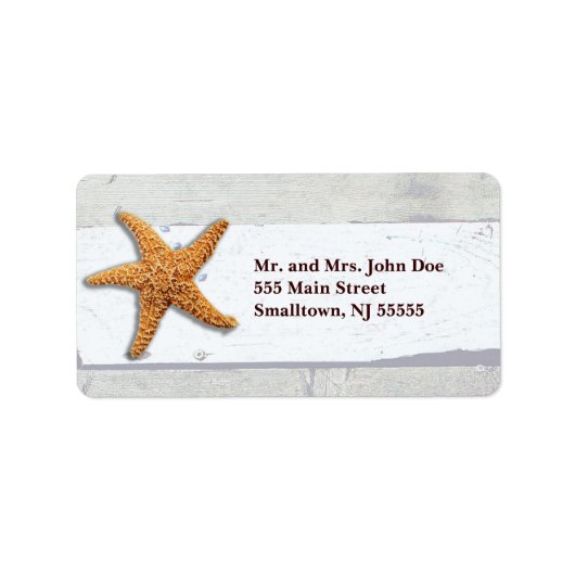 Starfish Rustic Beach Board Nautical Etiket (Voorkant)