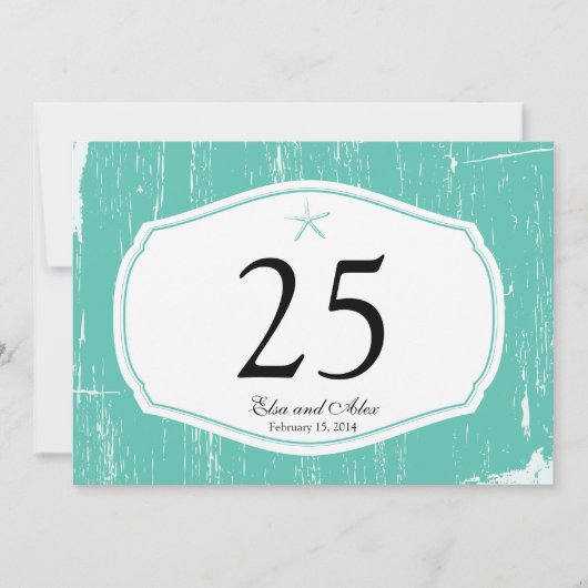 Starfish Rustic Beach Numéro de table (Devant)