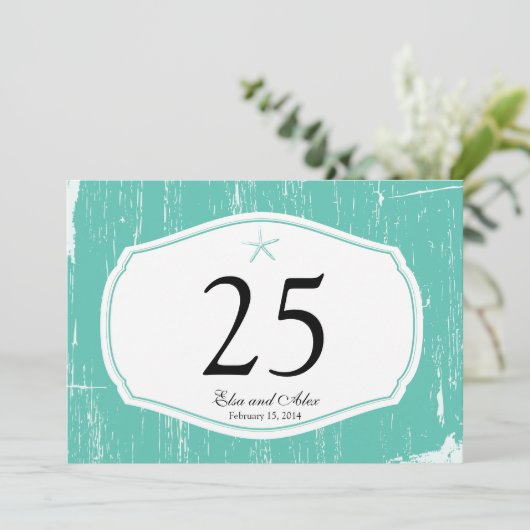 Starfish Rustic Beach Numéro de table (Debout devant)