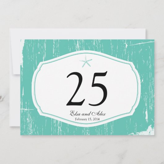 Starfish Rustic Beach Numéro de table (Dos)