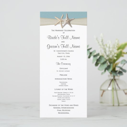 Starfish Rustic Wedding Program Programma (Staand voorkant)