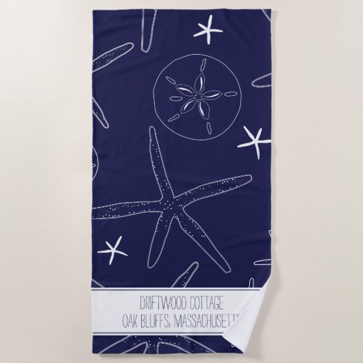 Starfish & Sand Dollar Beach Serviette avec texte (Devant)
