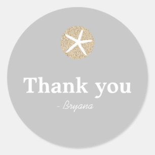 Starfish Sand Dollar Beach Wedding Favor Sticker