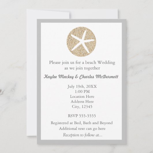 Starfish Sand Dollar Beach Wedding Invitation (Devant)